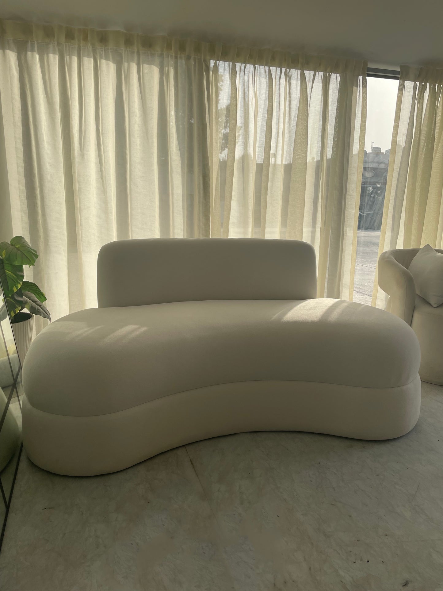 Zara Lounge Sofa - Grey Linen Velvet Blend