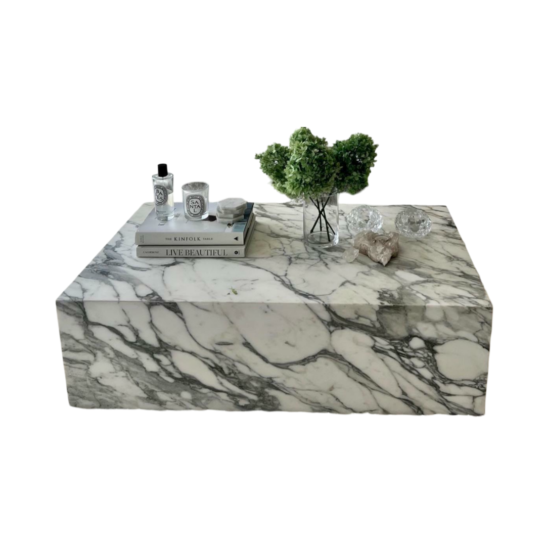 Arabescato Marble Plinth Coffee Table