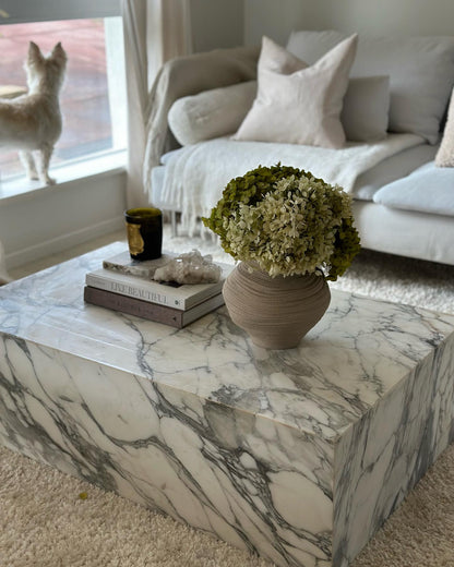 Arabescato Marble Plinth Coffee Table