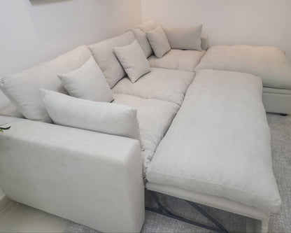 Daphney Cloud 3-seater Sofa with Pull-out Bed and Ottoman with Storage