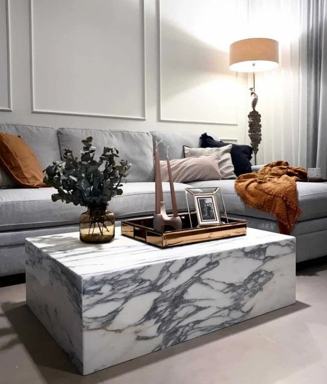 Arabescato Marble Plinth Coffee Table