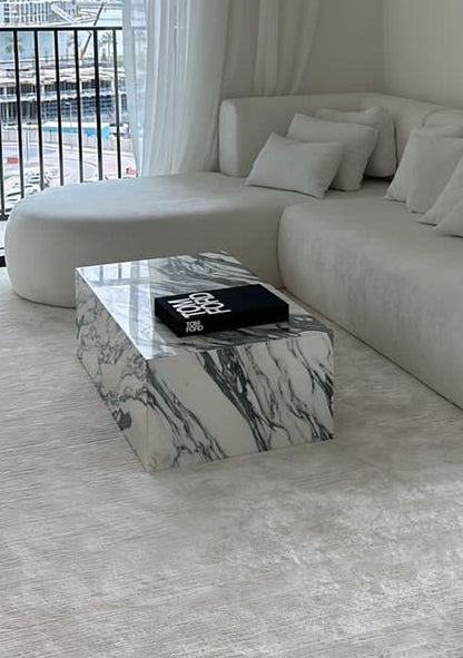 Arabescato Marble Plinth Coffee Table