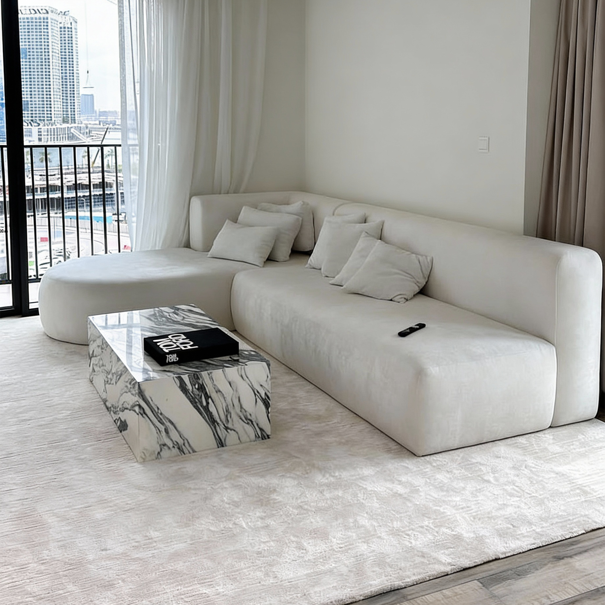 Blanc Velvet L-shape Sofa