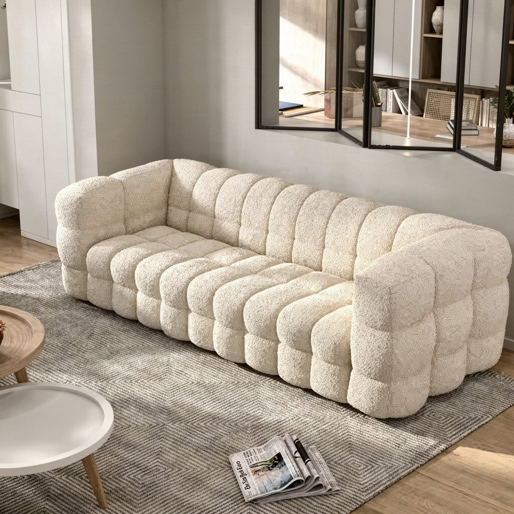 Eloise Boxy Cloud Shaped Sofa in Boucle Fabric | 2-Piece Modular Sofa
