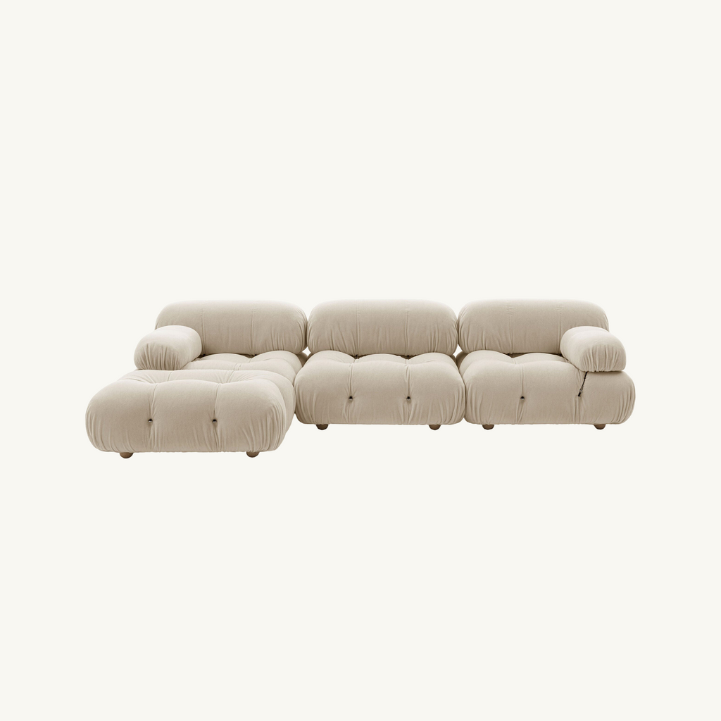 Lila Plush Sofa 3-seater with Ottomon