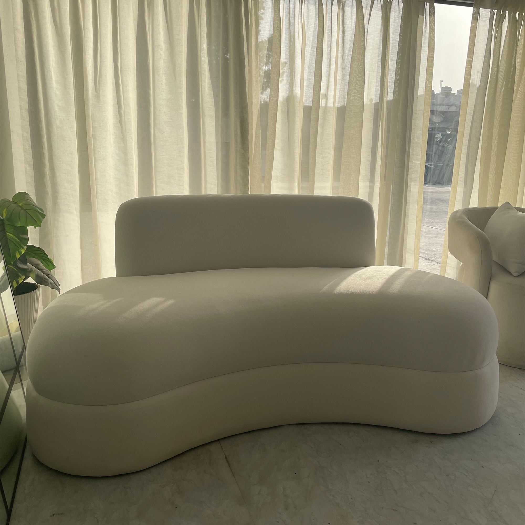 Zara Lounge Sofa - Grey Linen Velvet Blend