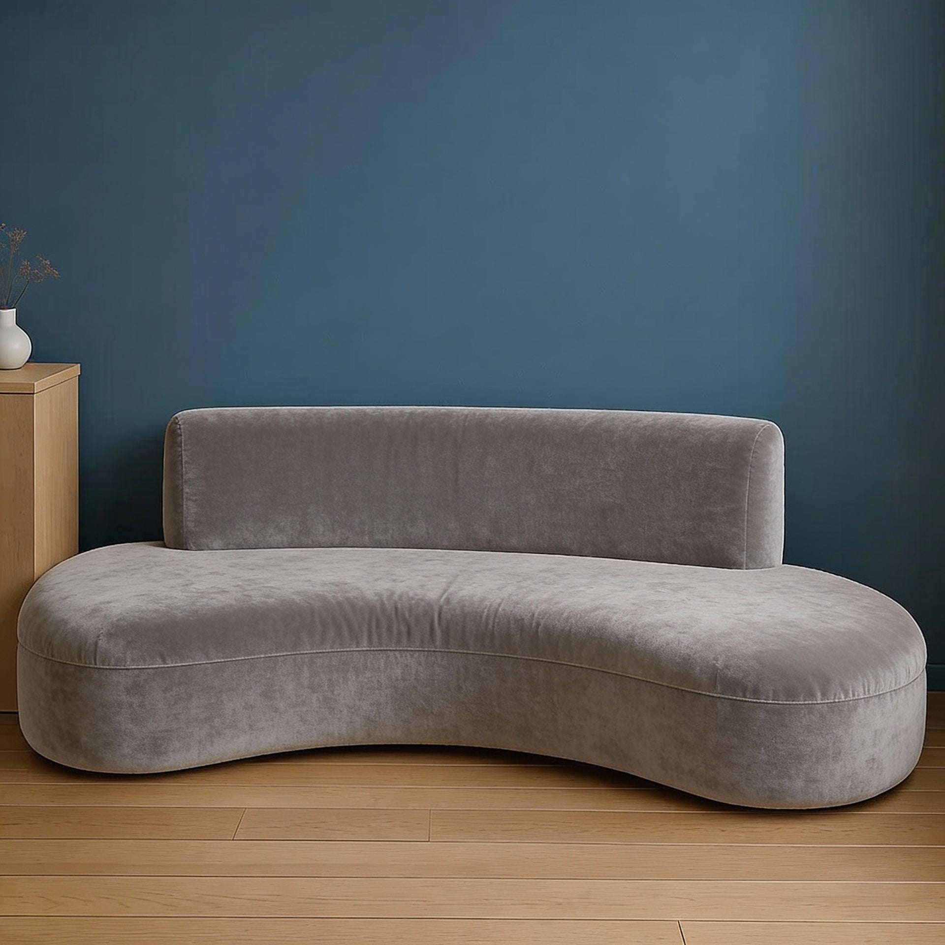 Zara Lounge Sofa - Grey Linen Velvet Blend