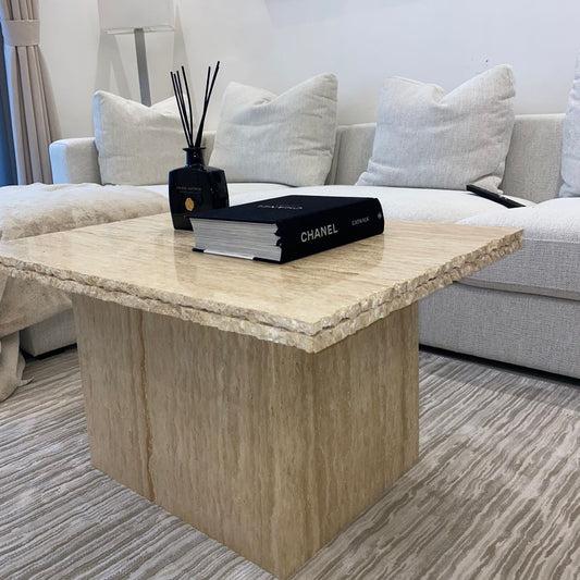 La Via Textured Travertine Coffee Table